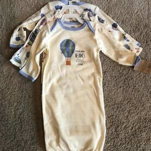 NWT 3 piece set gender neutral sleeping gowns baby 0-6 months